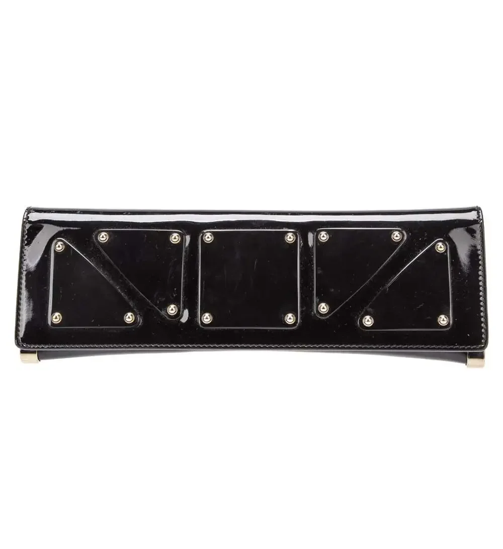 Vintage Gucci x Tom Ford Romy Patent Leather Black Mirror Lucite Clutch